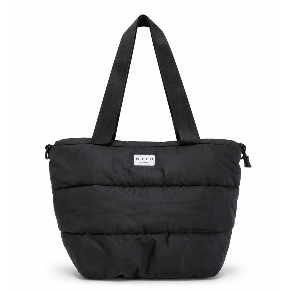 Wilo The Label Black Puffer Tote Bag Quilted Shoulder Travel Gym Weekender Bag